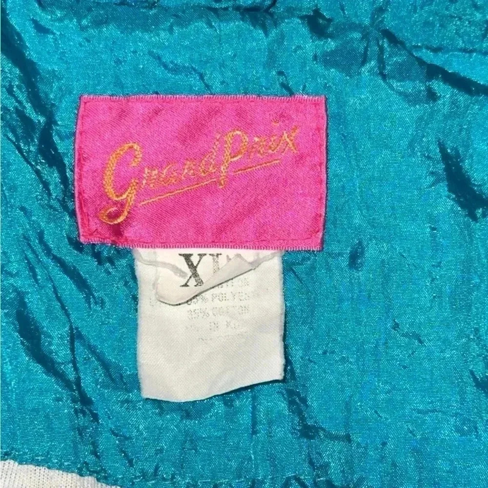 Sale VINTAGE Grand Prix XL blue zipper jacket coat nylon activewear 1990’s - Picture 8 of 9